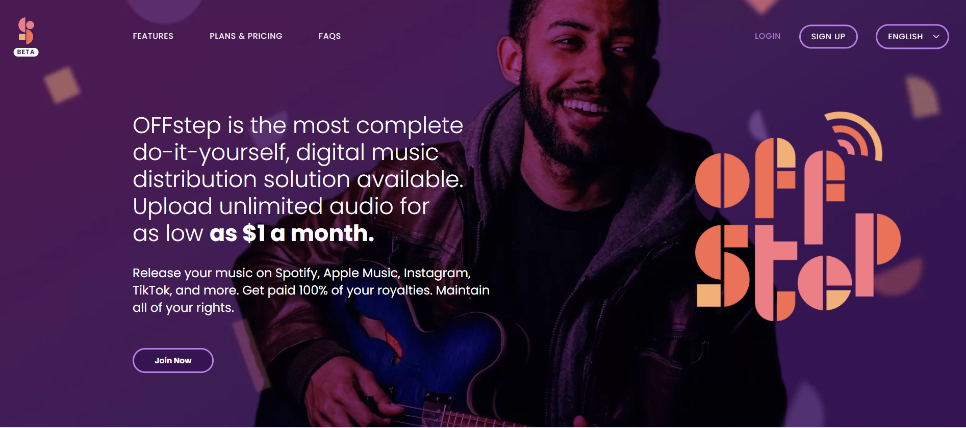 OFFstep is the most complete do-it-yourself, digital music distribution solution available. Upload unlimited audio for as low as $1 a month.