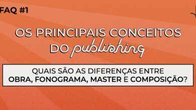 Imagem diz: Os principais conceitos do Publishing. Quais são as diferenças entre Obra, Fonograma, Master e Composição?
